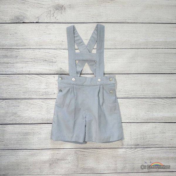 Boys Shorts - Salopettes courtes en velours côtelé - Shortalls avec bretelles en H