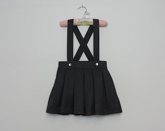 Girls Skirt - Pleated Skirt with suspenders - Available in Grey, Green and Navy Blue