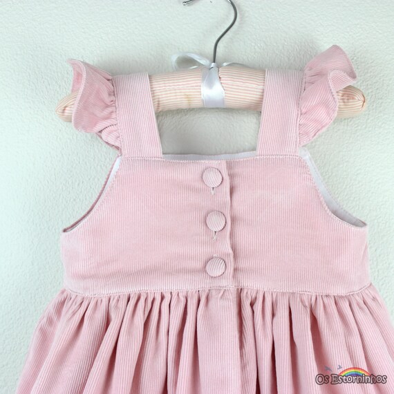 Corduroy Pinafore Dress - Pink with Ruffle Sleeves for Girls Corduroy Pinafore Dress - Pink with Ruffle Sleeves for Girls
