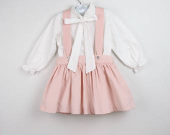 Girls outfit - Corduroy skirt and white blouse