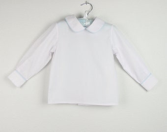 Long sleeve White cotton shirt with peter pan collar