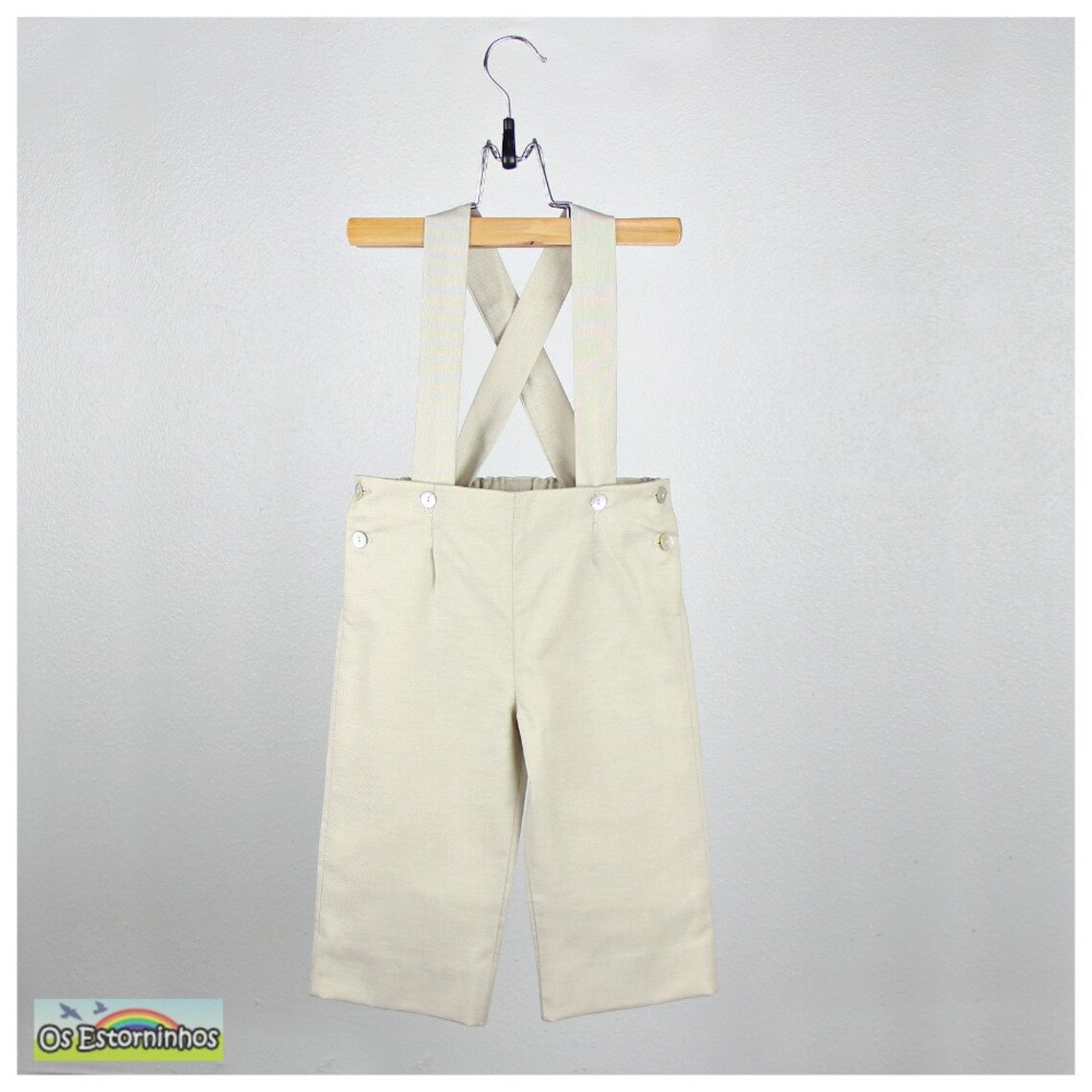 Baby Boy Pants Overalls Beige Light Oxford Cotton Blend Etsy