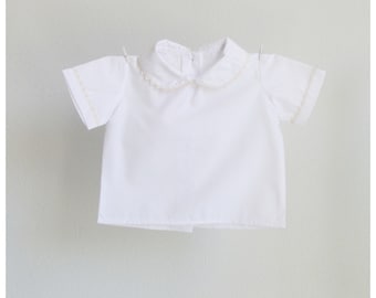 Short sleeve White  cotton shirt  Trimmed with Ric Rac -  various trim colors