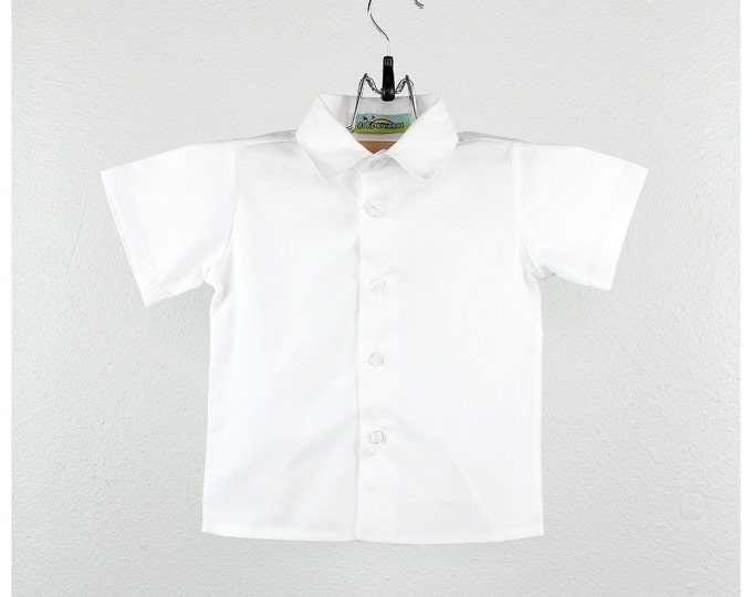 Baby Boy Shirt Boys Short Sleeve Cotton White Shirt Etsy
