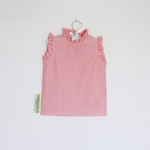 Striped Girls Top, ruffle on collar and sleeves -  Other colors available