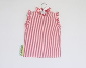 Striped Girls Top, ruffle on collar and sleeves -  Other colors available