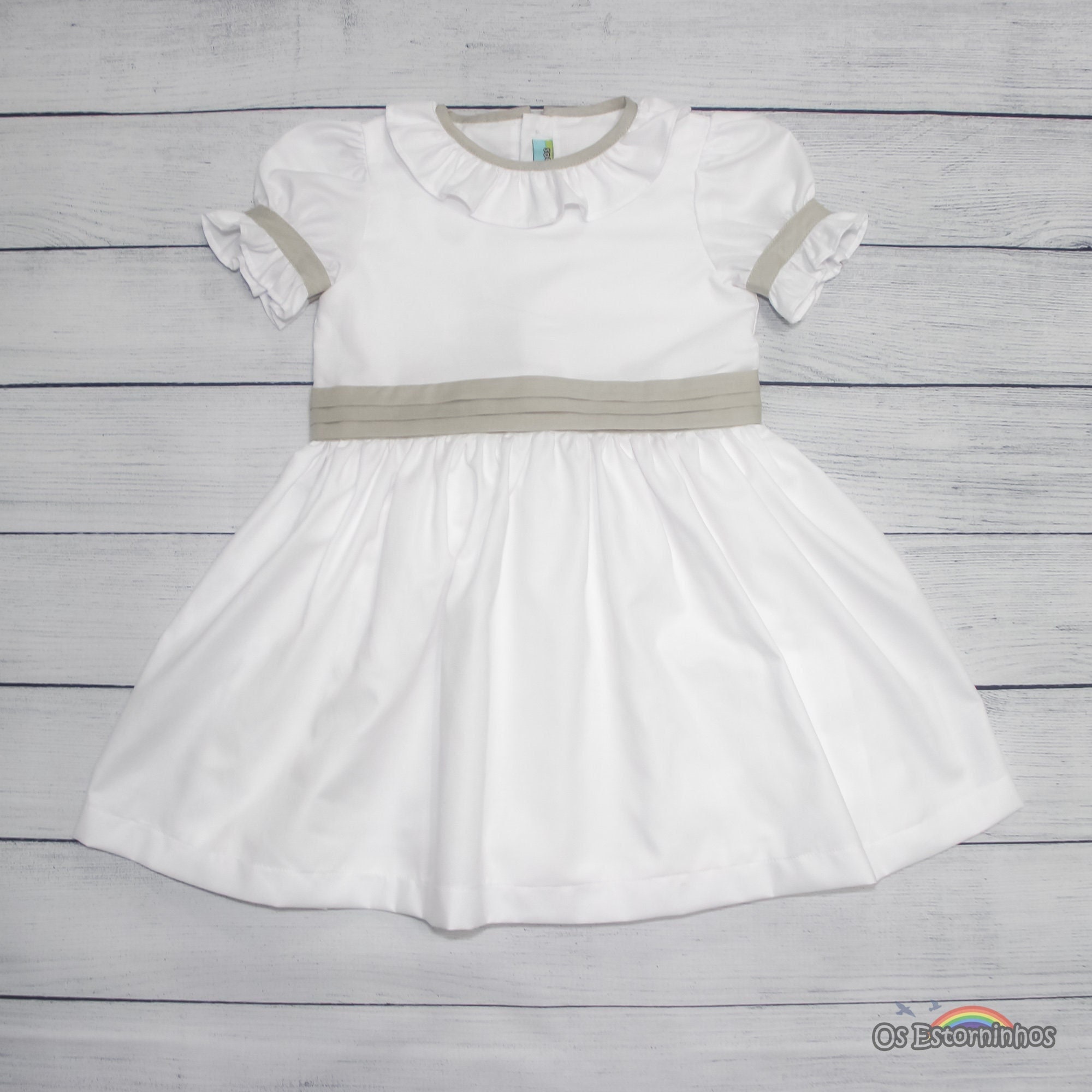 Girls Dress White Dress Short Sleeve 
