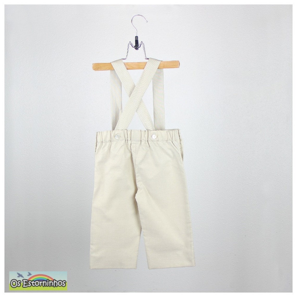 Baby Boy Pants Overalls Beige Light Oxford Cotton Blend Etsy