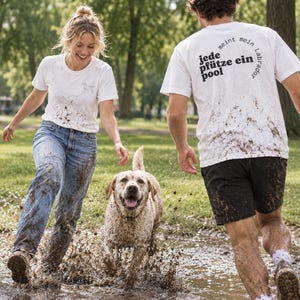 Maglietta "Ogni pozzanghera è una piscina" | Sagoma minimalista di Labrador