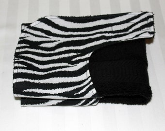 Adult Bib/Clothes Protector - Unisex Adult Bib - Cotton and Terry Cloth - Men or Women - Easy Care  Zebra Print - Unisex