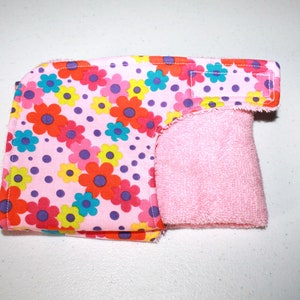 Reversible Adult Bib: Pink Floral Cotton & Terry Cloth Clothes Protector