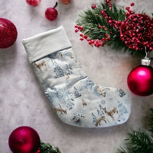 Woodland Animals Embroidered Christmas stocking.