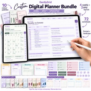 Custom Digital Planner Bundle 2026-2027: PDF Builder, Covers, Stickers and Notebooks