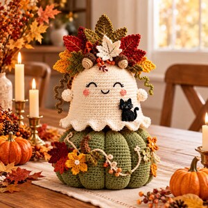 Crochet Pumpkin Ghost Stack Pattern, Halloween Amigurumi Decor, Jack-O’-Lantern PDF Tutorial, Cute Fall Decoration