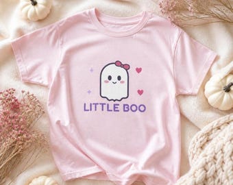 Little Boo Ghost Kids Tee, Soft Cotton Halloween Shirt, Youth Party Outfit