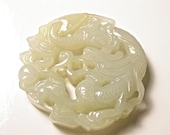 Vintage Jade Dragon Carved Pendant - Mint Color Jade Jadeite Large Pendant - Light Green Jade - Weight 27.9 Grams 759