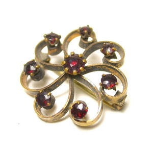 Floral Garnet Brooch Gold Filled Flower Red Pin Flower Design Garnet Stones January Birthday Gifts for Her 1262 image 7
