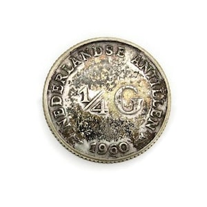 1960 Nederlands E Antillen Coin - Queen Juliana Koningin Der Nederlanden - Face 1/4 Gulden, Unisex Gift Netherlands Antilles, Silver # 5738