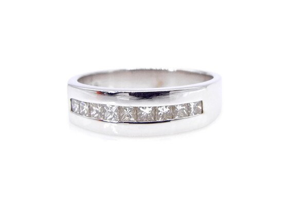 14k White Gold Diamond Band - 9 Diamond Ring - Si… - image 4