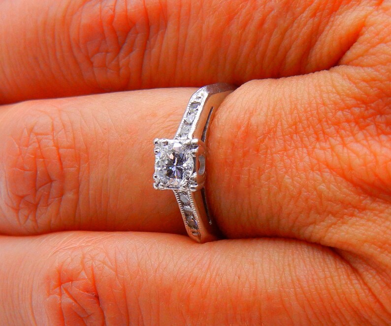 Platinum Diamond Ring Size 6.5 Wedding Engagement Promise Etsy