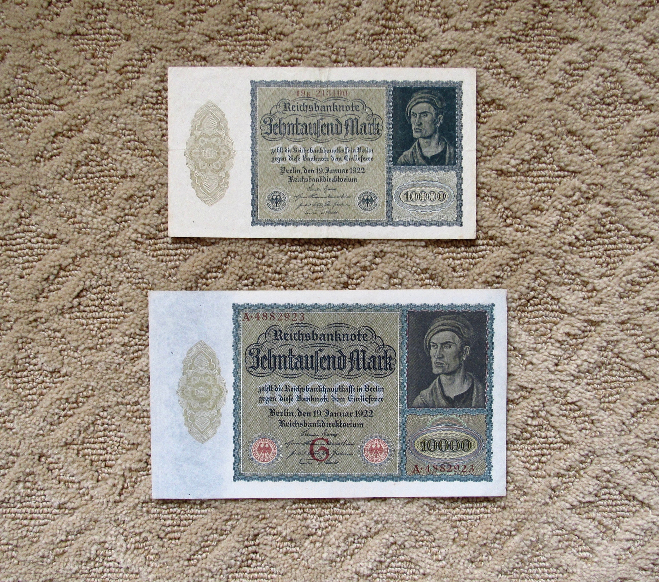 海外 World Paper Money GERMANY 10000 Mark 旧ドイツ紙幣 10000マルク Behntaufend mark1922