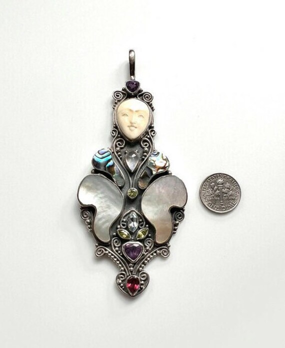 Bali Goddess Large Pendant in Sterling Silver and… - image 4