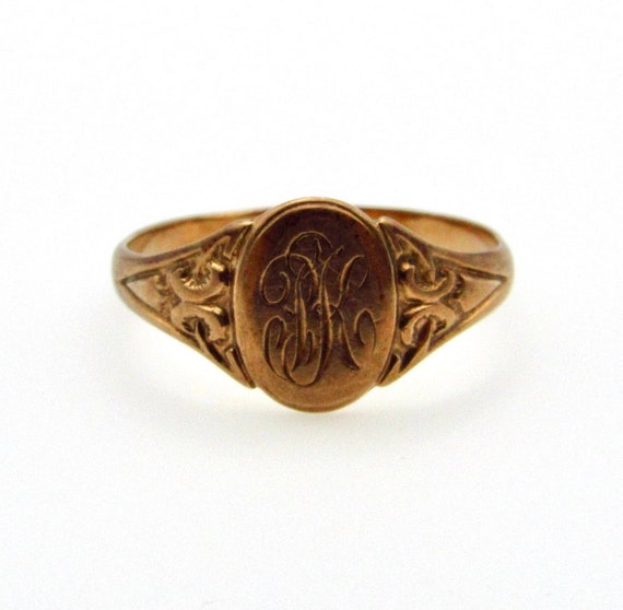 Victorian Signet Ring - Size 6.25 -  Solid 10K Ye… - image 7