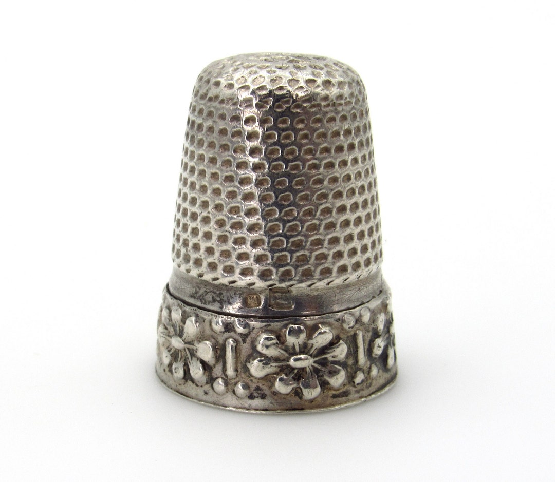 Antique Sterling Silver Floral Thimble - Georgian Collectible, Size 10 ...