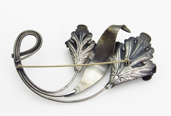Sterling Silver Calla Lily Flower and Leaf Brooch… - image 5