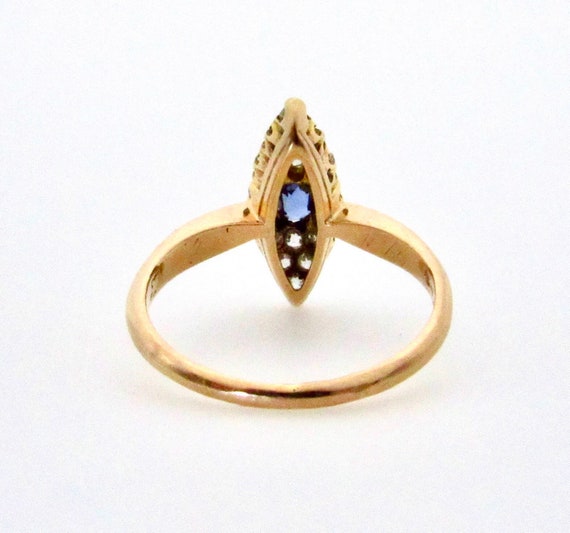 Victorian 14K Yellow Gold Diamonds Blue Sapphire … - image 2