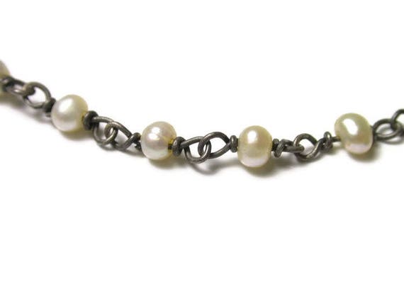 Silver Plated Pearl Necklace - Measures 16.5" lon… - image 1