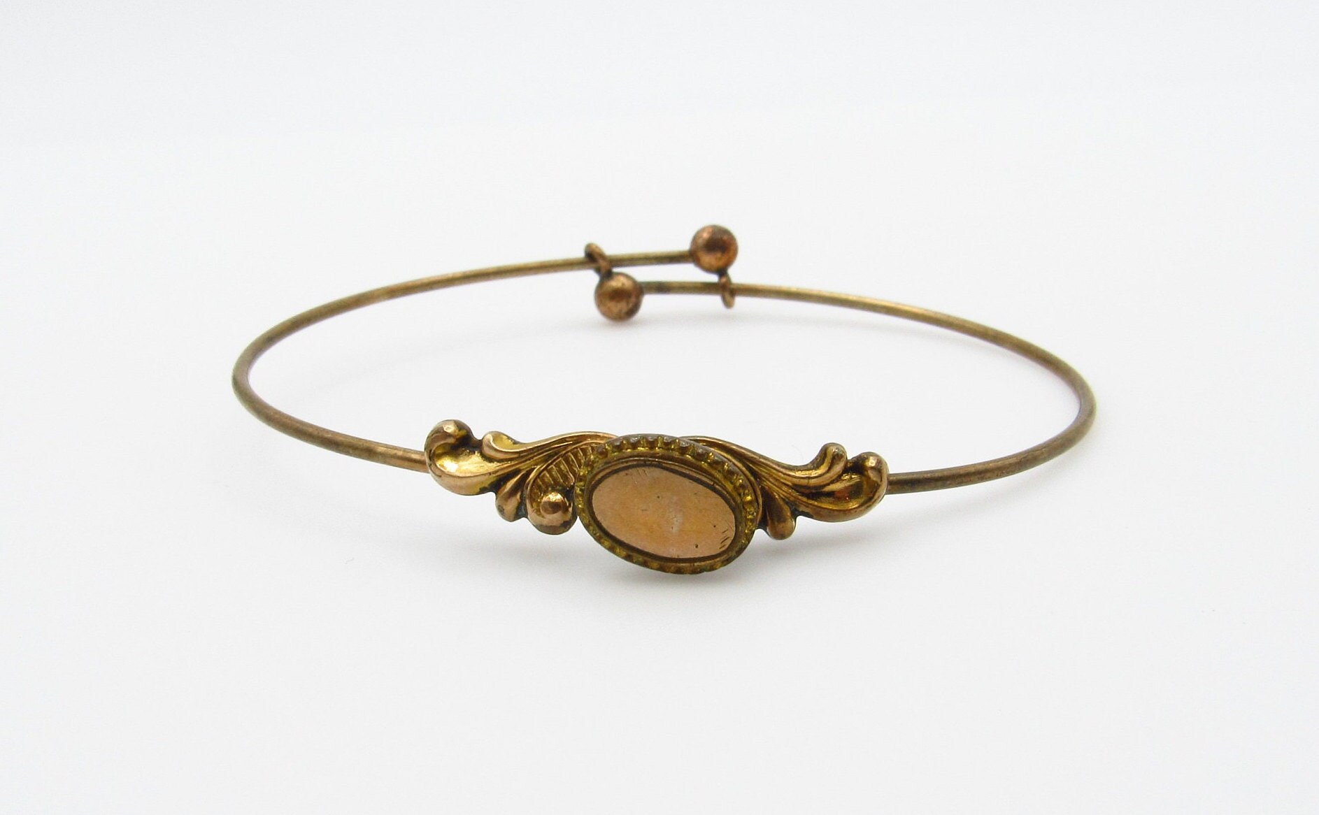 Antique Victorian Gold Filled Child's Slide Bangle Bracelet - 6 inches Inside Circunference or 15.5 cm - Antique Baby Gift - Rare # 5378