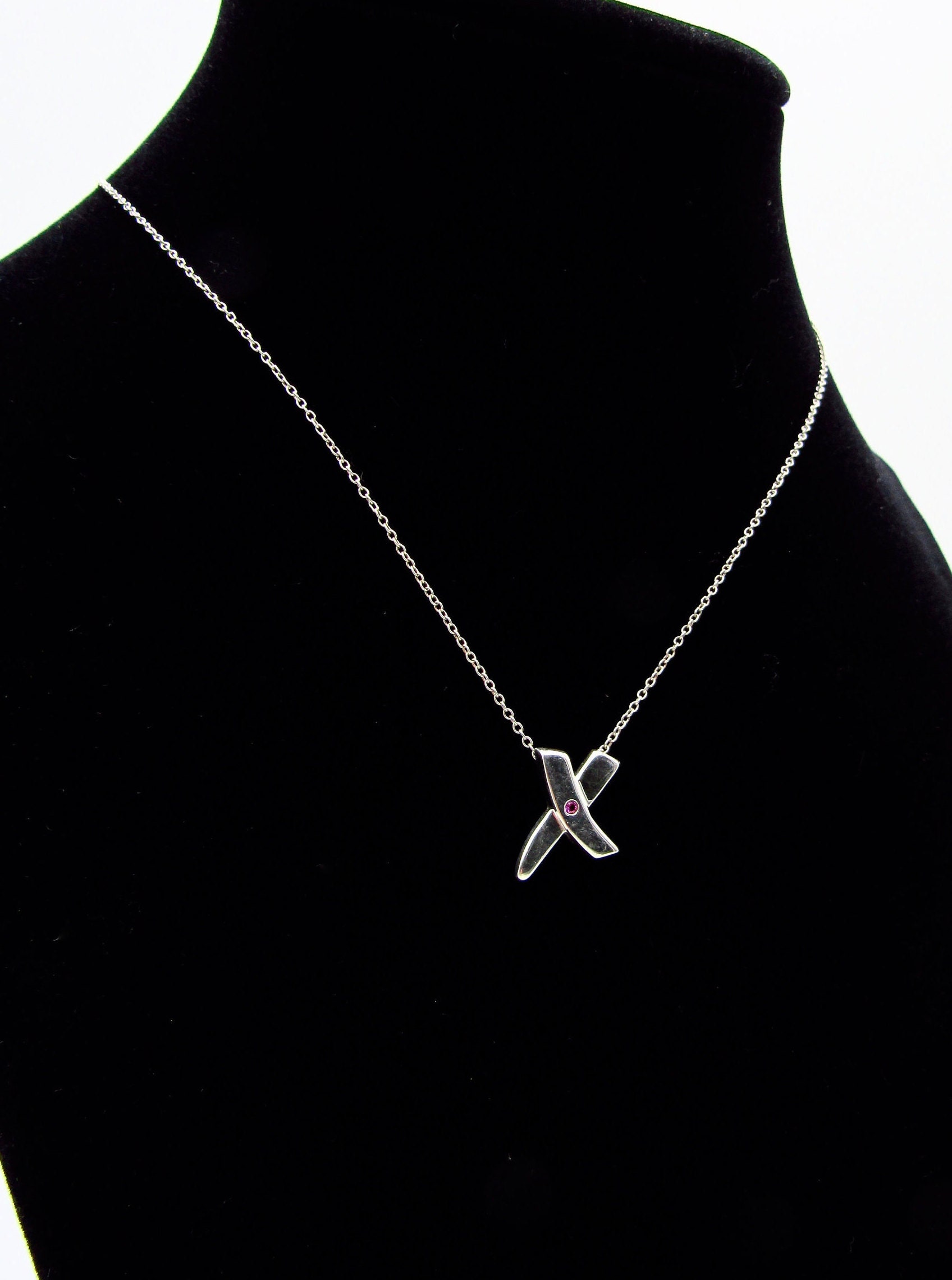 Tiffany & Co. Sterling Silver Triple X Necklace Kiss