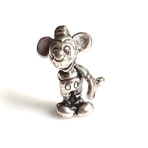Mickey Mouse Charm Pendant - 3D Sterling Silver Mickey Mouse Bracelet Charm - Walt Disney - Disneyland - Disney World - Collectible # 5556