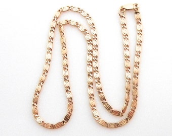 14K Yellow Gold Chain - Flat links - 18.5 Inches long or 47 cm - 3 mm wide - Weight 16.3 Grams - Heavy Solid 14K Yellow Gold Chain # 4912