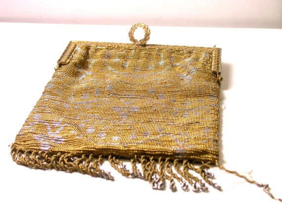 Vintage Purse Gold Tone and Beads - Vintage Gold … - image 1