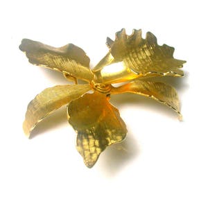 Vintage Orchideen Brosche - Gold Tone Blumen Pin - Floral - Frühlings Brosche - Orchidee Brosche - Floral - Blume Pin - Geschenk für Sie #796