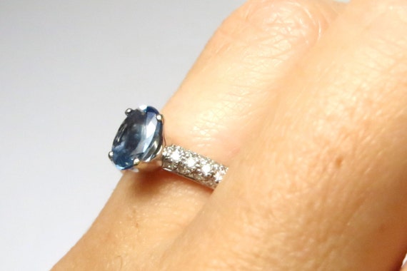 18K White Gold Aquamarine and Diamonds Ring - Blu… - image 5