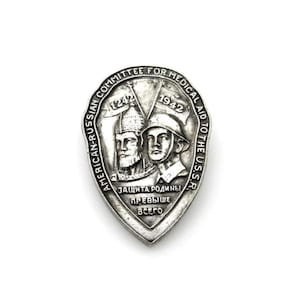 WWII American-Russian Medical Aid Brooch: 1942 U.S. Badge # 5799