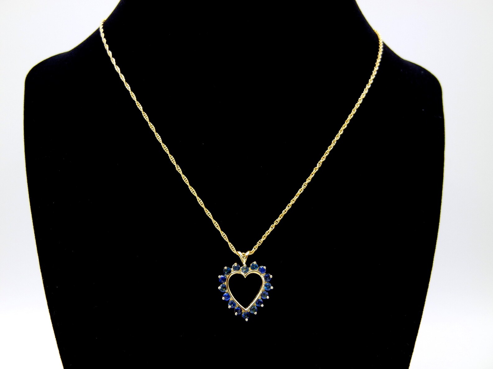 14K Yellow Gold Heart Pendant Necklace Open Heart and Chain Etsy