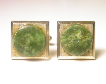 ヴィンテージ カフスボタン - トロイの頭の金メッキ スクエア