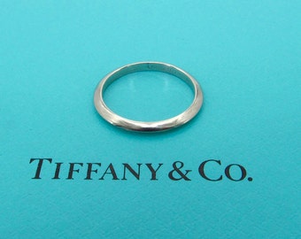 Authentic Tiffany & Co Platinum Knife Edge Band - Size 5.25 - Designer - Tiffany Sharp Edge Band - Promise Engagement Bride # 5482