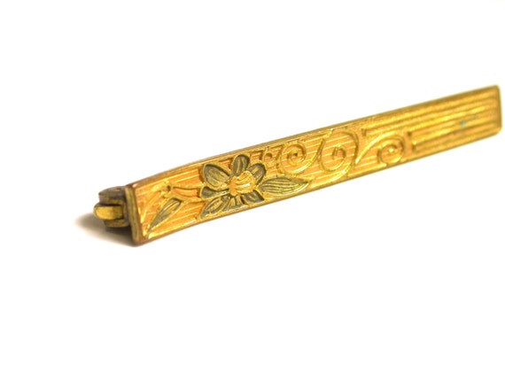 Victorian Brooch - Gold Plated Flower Pin - Flora… - image 2