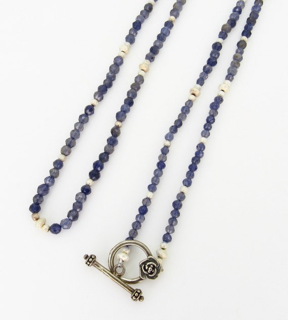 Natural Iolite and Sterling Silver Long Necklace … - image 3