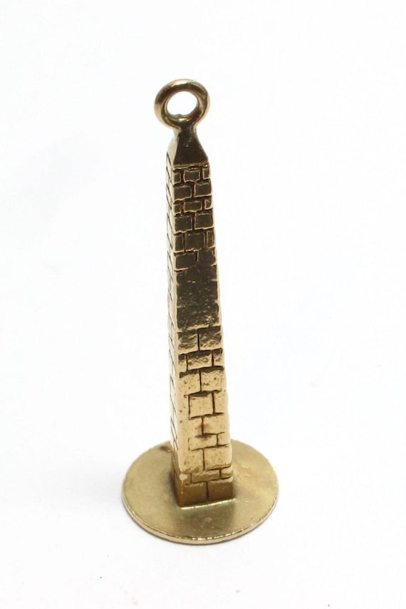 Washington Monument Charm Pendant - Solid 14k Yell