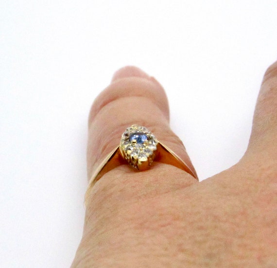 Victorian 14K Yellow Gold Diamonds Blue Sapphire … - image 8