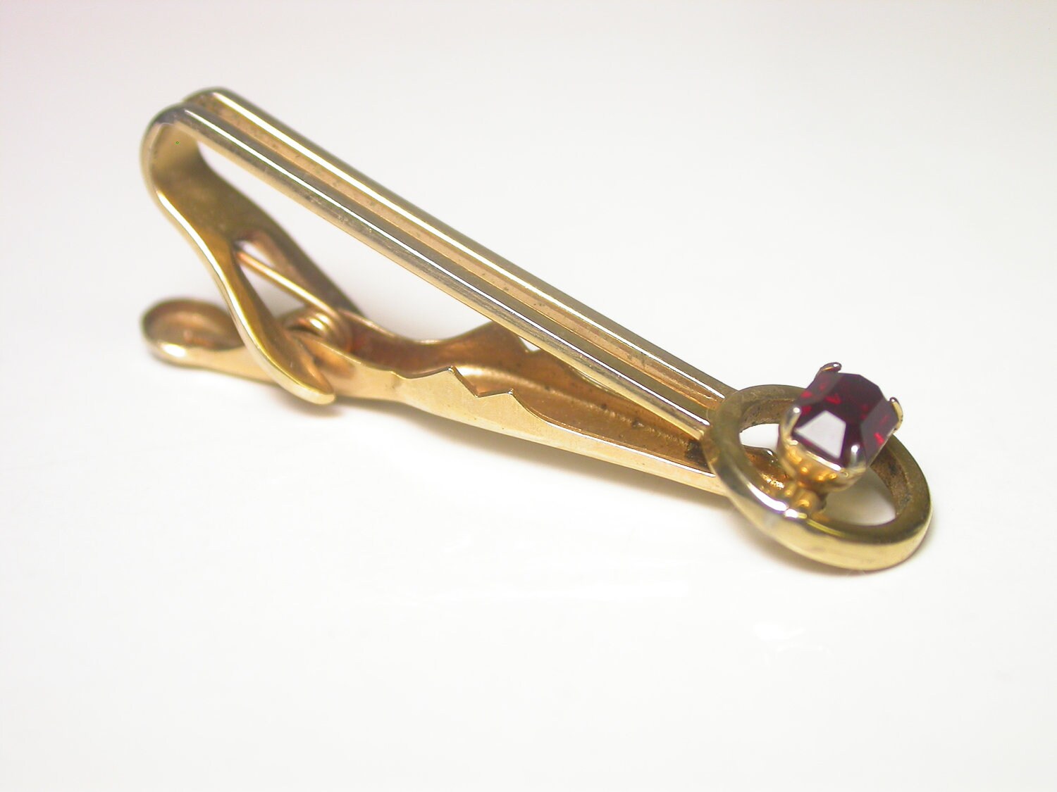 Swank Tie Tack Bar Gold Plated Red Stone Tie Bar Menswear - Etsy