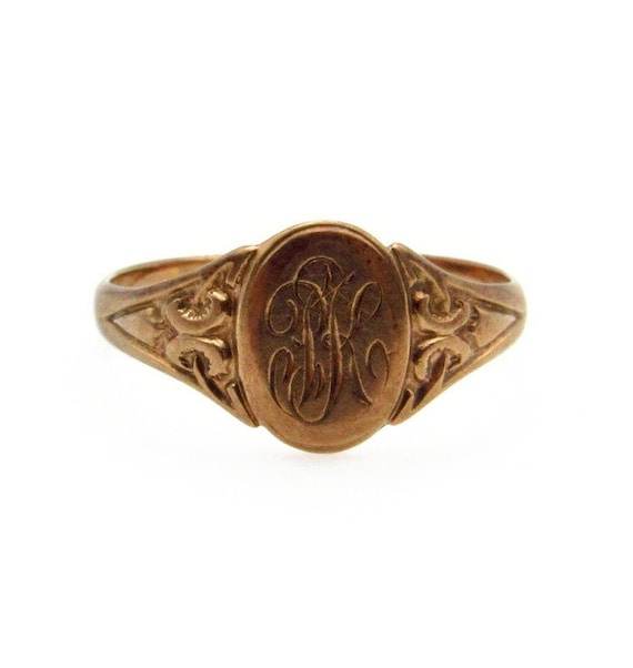 Victorian Signet Ring - Size 6.25 -  Solid 10K Ye… - image 2