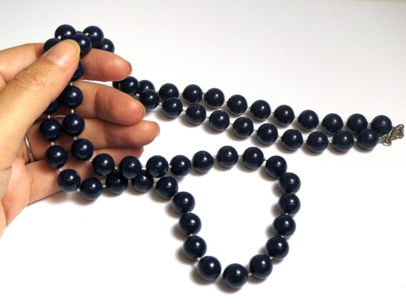 Navy Blue Necklaces - Vintage Black and Navy Blue… - image 3