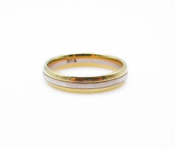 14K Gold Band - Yellow and White Gold Wide Band -… - image 9